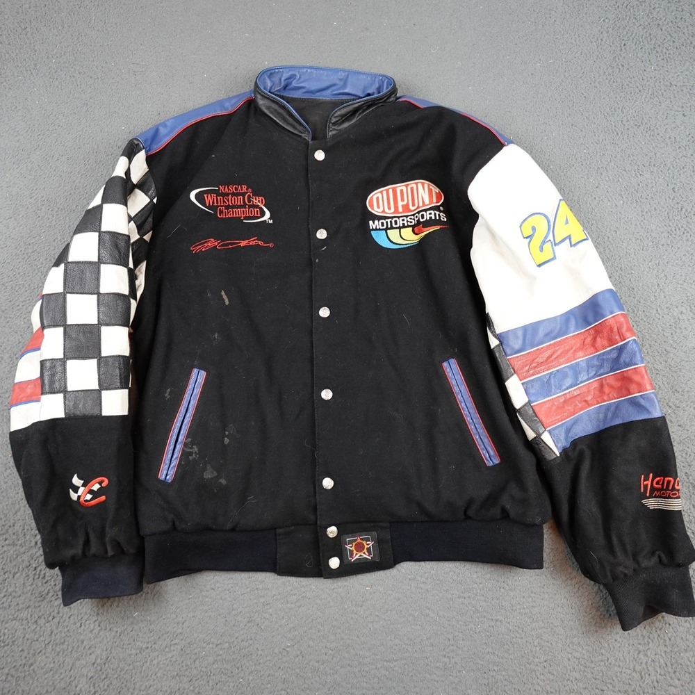 Vintage Jeff Gordon Jacket Mens XL Black NASCAR Racing DuPont Chase Authentics